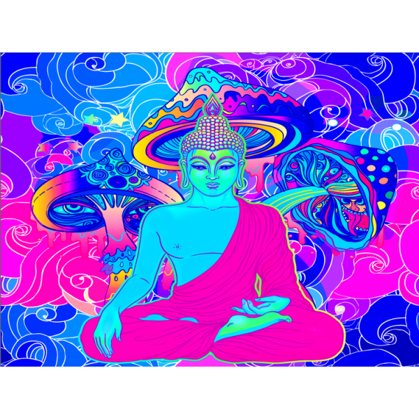 Buddha - UV Reactive Tapestry with Wall Hanging Accessories UK