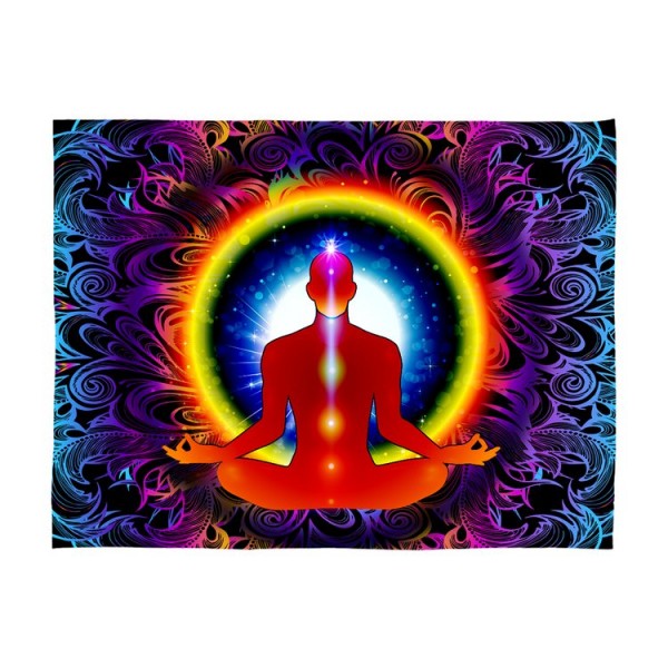 Chakras - UV Reactive Tapestry with Wall Hanging Accessories UK