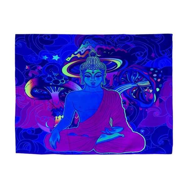 Buddha - UV Reactive Tapestry with Wall Hanging Accessories UK