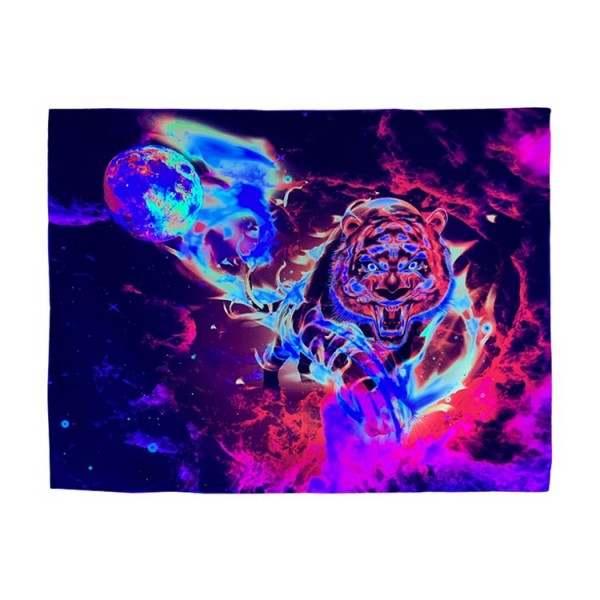 Lion - UV Reactive Tapestry with Wall Hanging Accessories UK
