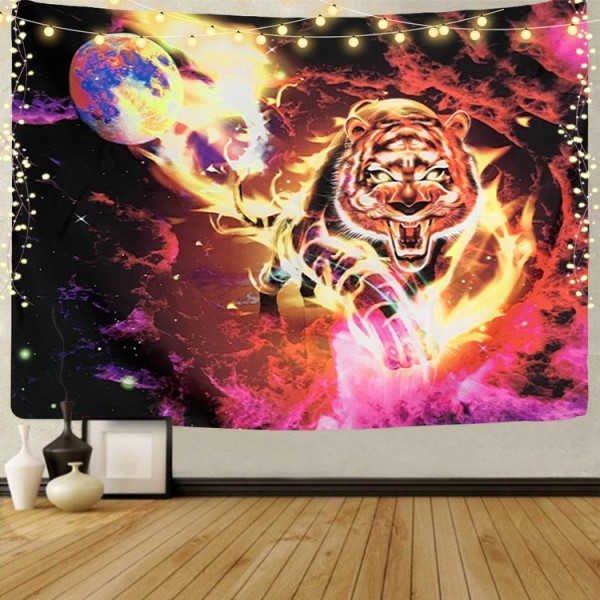 Lion - UV Reactive Tapestry with Wall Hanging Accessories UK