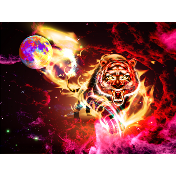 Lion - UV Reactive Tapestry with Wall Hanging Accessories UK