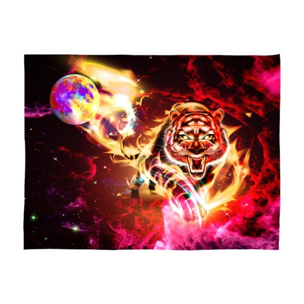 Lion - UV Reactive Tapestry with Wall Hanging Accessories UK