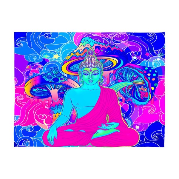 Buddha - UV Reactive Tapestry with Wall Hanging Accessories UK