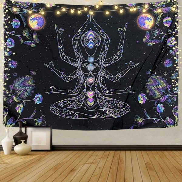 Chakra - UV Reactive Tapestry with Wall Hanging Accessories UK