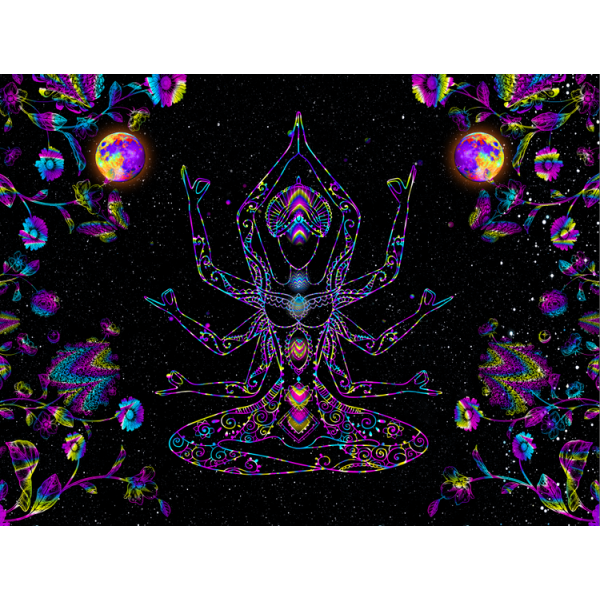 Chakra - UV Reactive Tapestry with Wall Hanging Accessories UK