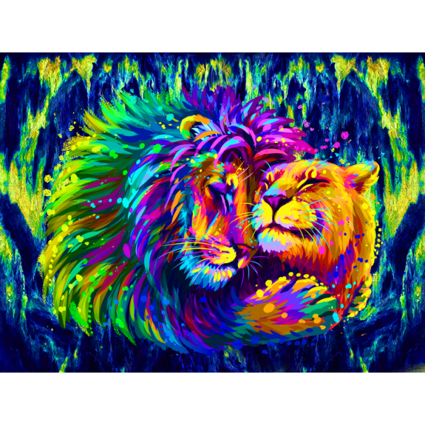 Lion - UV Reactive Tapestry with Wall Hanging Accessories UK