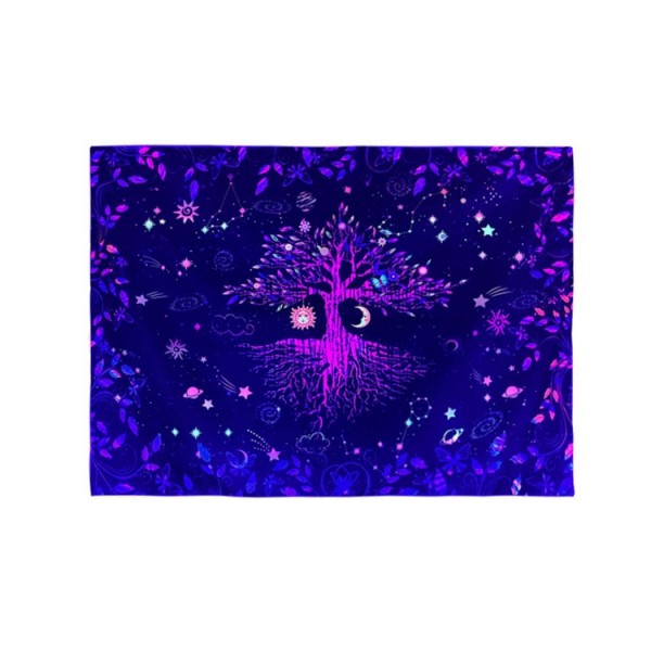 Psychedelic Tree - UV Reactive Tapestry with Wall Hanging Accessories UK