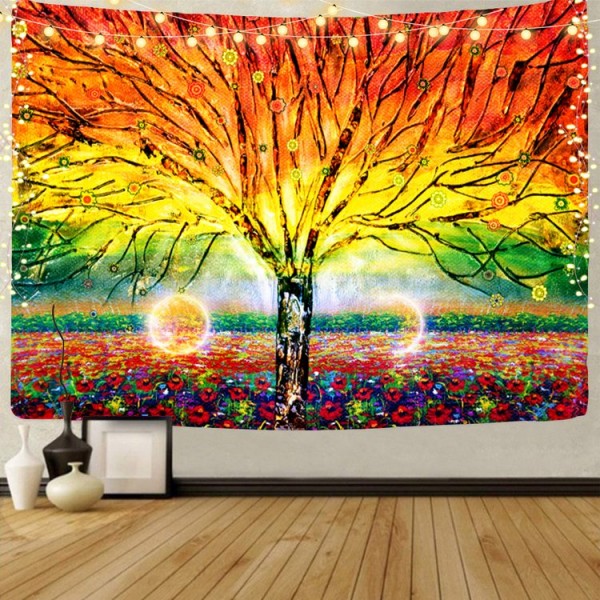 Tree - UV Reactive Tapestry with Wall Hanging Accessories UK