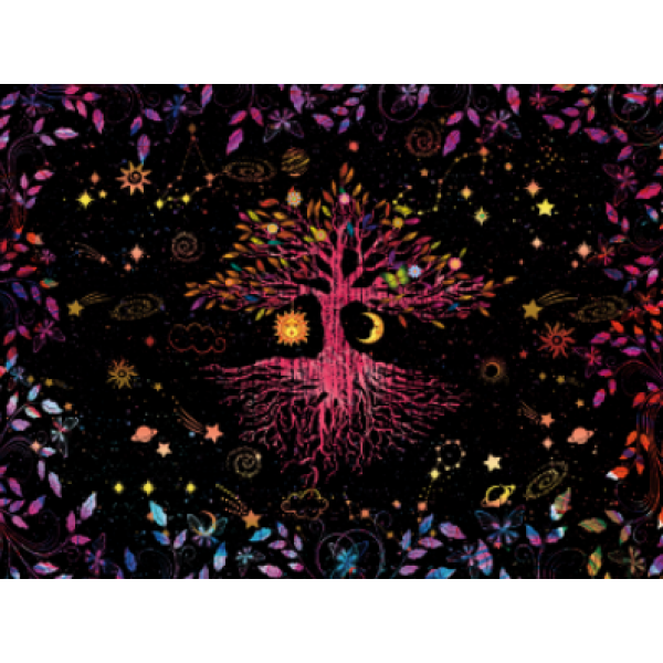 Psychedelic Tree - UV Reactive Tapestry with Wall Hanging Accessories UK