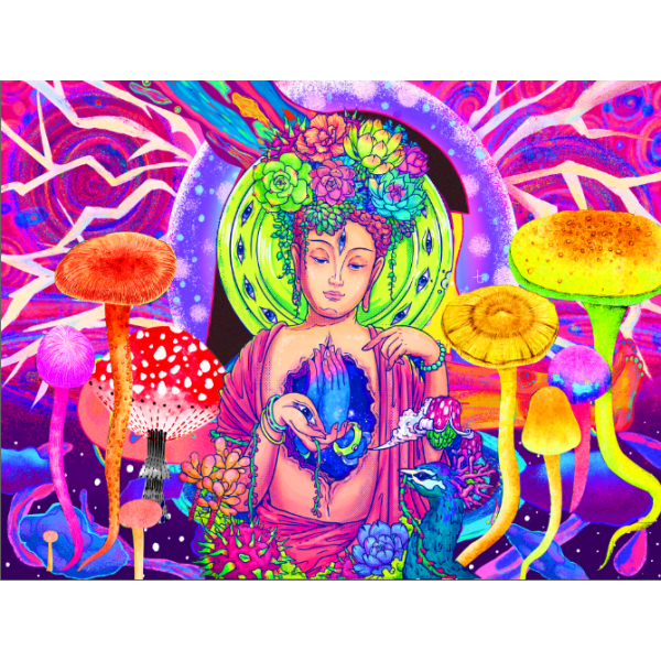 Buddha - UV Reactive Tapestry with Wall Hanging Accessories UK