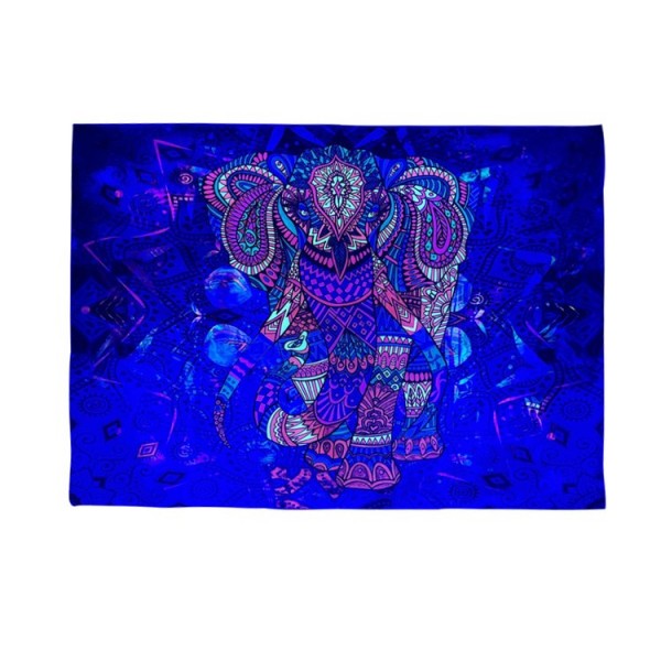 Elephant - UV Reactive Tapestry with Wall Hanging Accessories UK