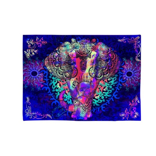 Elephant - UV Reactive Tapestry with Wall Hanging Accessories UK