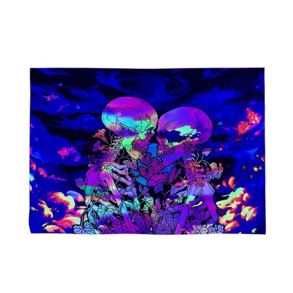 Skull - UV Reactive Tapestry with Wall Hanging Accessories UK