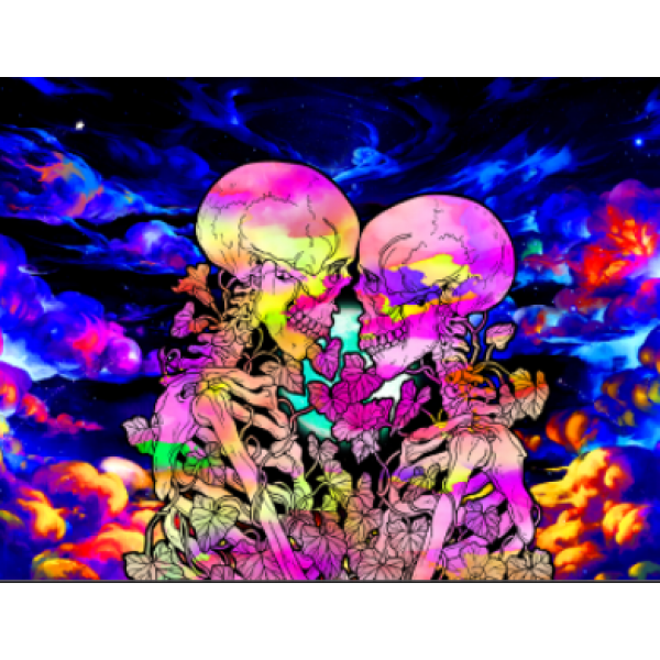 Skull - UV Reactive Tapestry with Wall Hanging Accessories UK