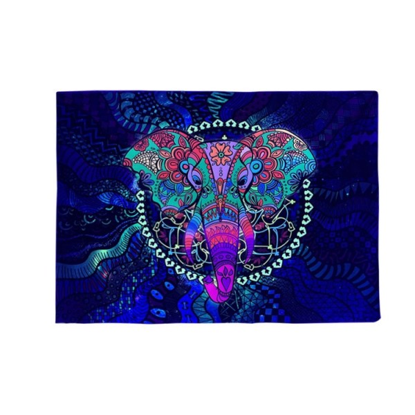 Elephant - UV Reactive Tapestry with Wall Hanging Accessories UK