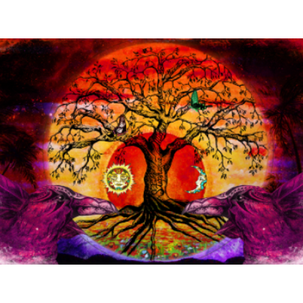 Psychedelic Tree - UV Reactive Tapestry with Wall Hanging Accessories UK