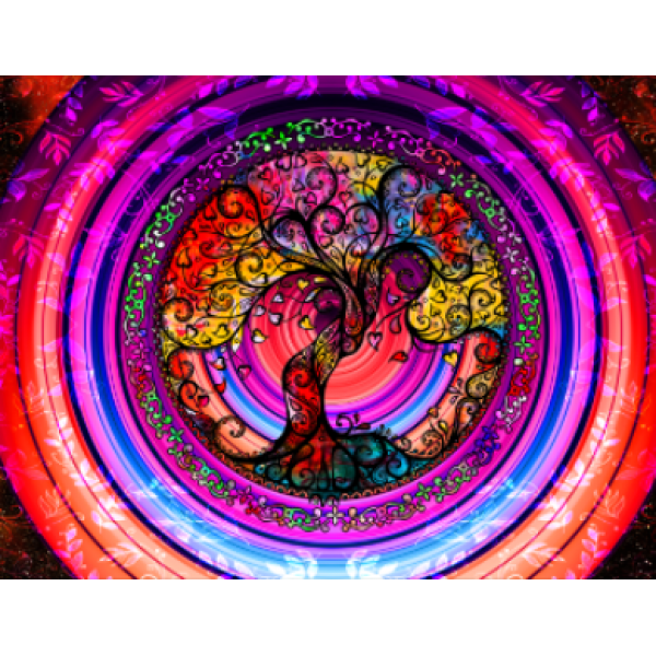 Psychedelic Tree - UV Reactive Tapestry with Wall Hanging Accessories UK