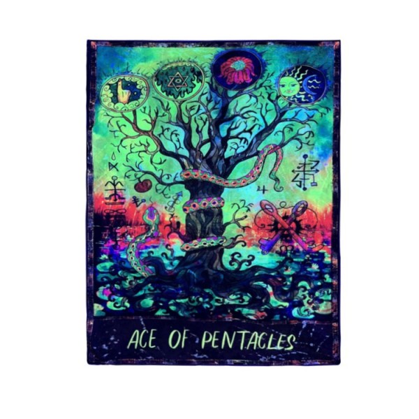 Psychedelic Tree - UV Reactive Tapestry with Wall Hanging Accessories UK