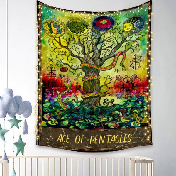 Psychedelic Tree - UV Reactive Tapestry with Wall Hanging Accessories UK