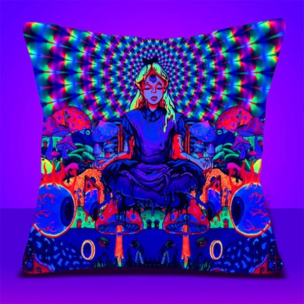 Psychedelic Girl - UV Black Light Pillowcase- Double Sided UK