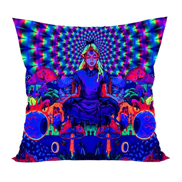 Psychedelic Girl - UV Black Light Pillowcase- Double Sided UK