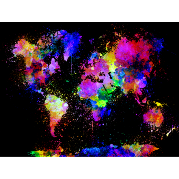 Map - UV Reactive Tapestry with Wall Hanging Accessories UK