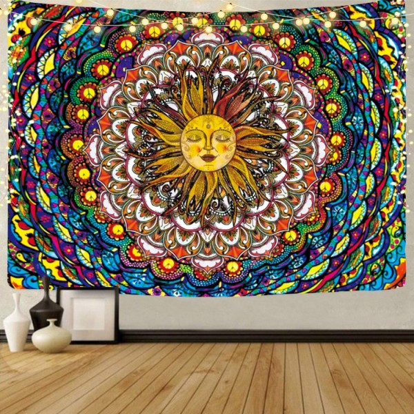 Moon Mandala  - UV Reactive Tapestry with Wall Hanging Accessories UK