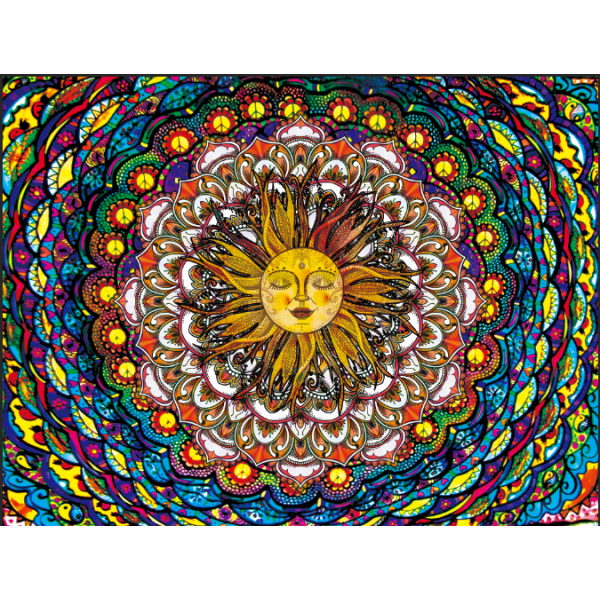 Moon Mandala  - UV Reactive Tapestry with Wall Hanging Accessories UK