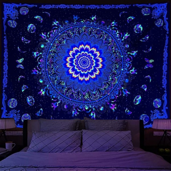 Mandala  - UV Reactive Tapestry with Wall Hanging Accessories UK