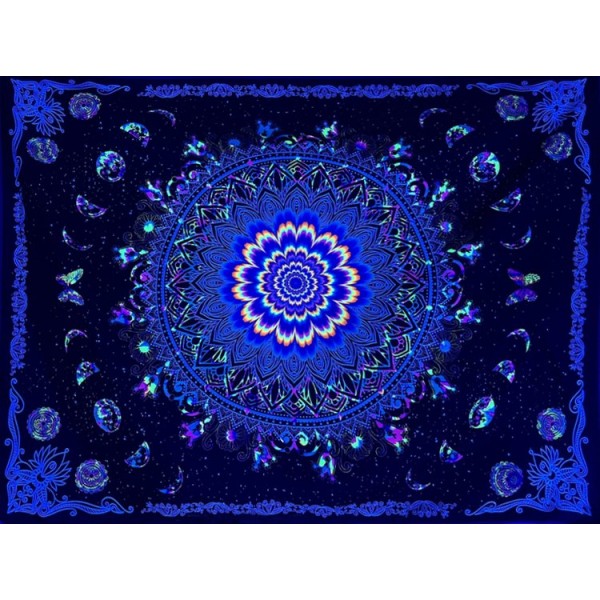 Mandala  - UV Reactive Tapestry with Wall Hanging Accessories UK
