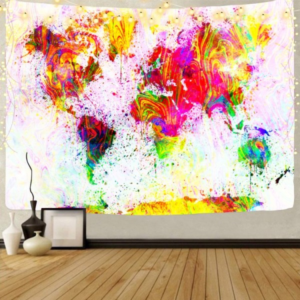 Map  - UV Reactive Tapestry with Wall Hanging Accessories UK