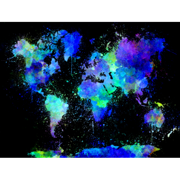 Map  - UV Reactive Tapestry with Wall Hanging Accessories UK