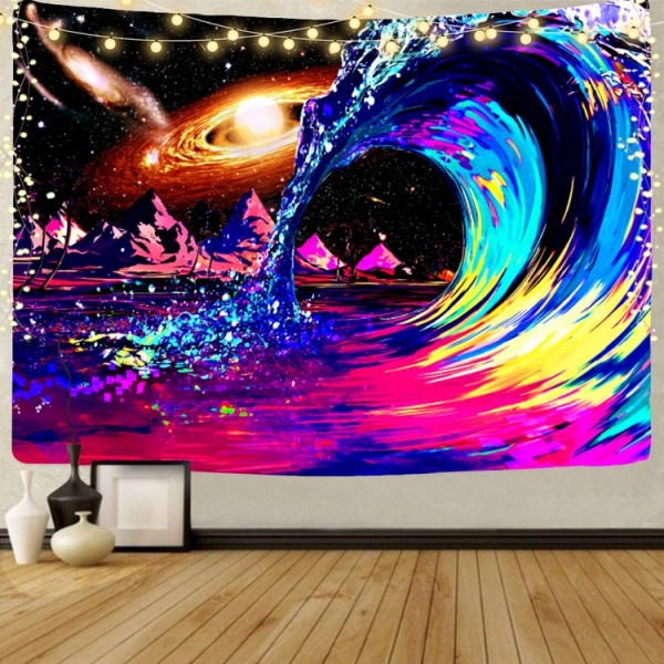 Milky Way Waves  - UV Reactive Tapestry with Wall Hanging Accessories UK