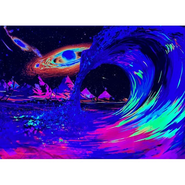 Milky Way Waves  - UV Reactive Tapestry with Wall Hanging Accessories UK