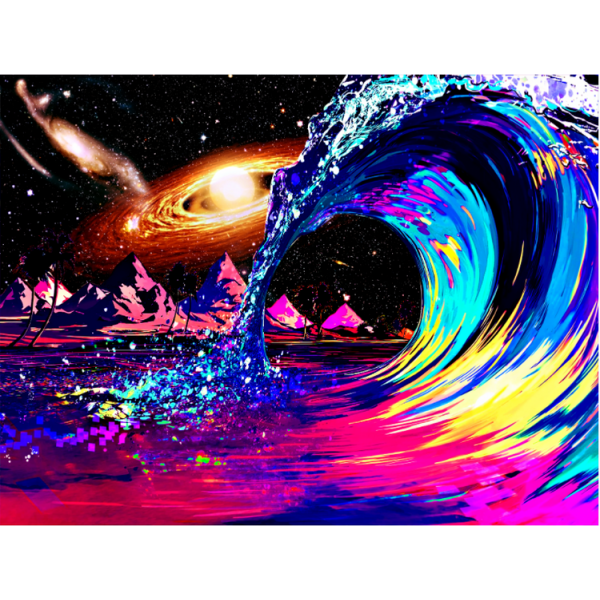 Milky Way Waves  - UV Reactive Tapestry with Wall Hanging Accessories UK