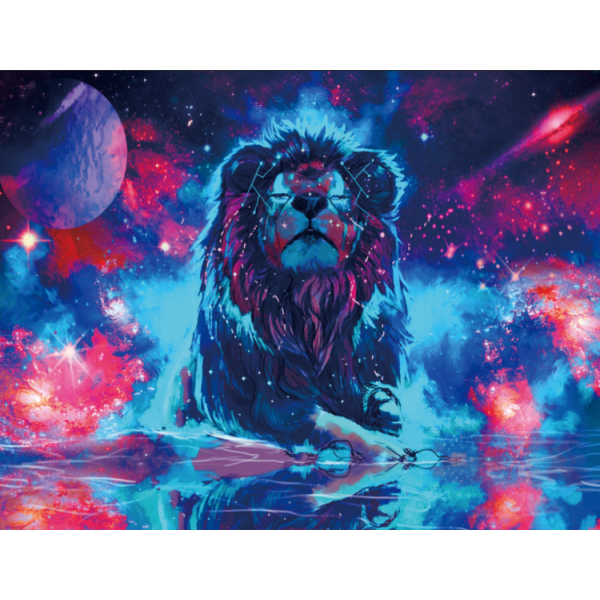Lion  - UV Reactive Tapestry with Wall Hanging Accessories UK