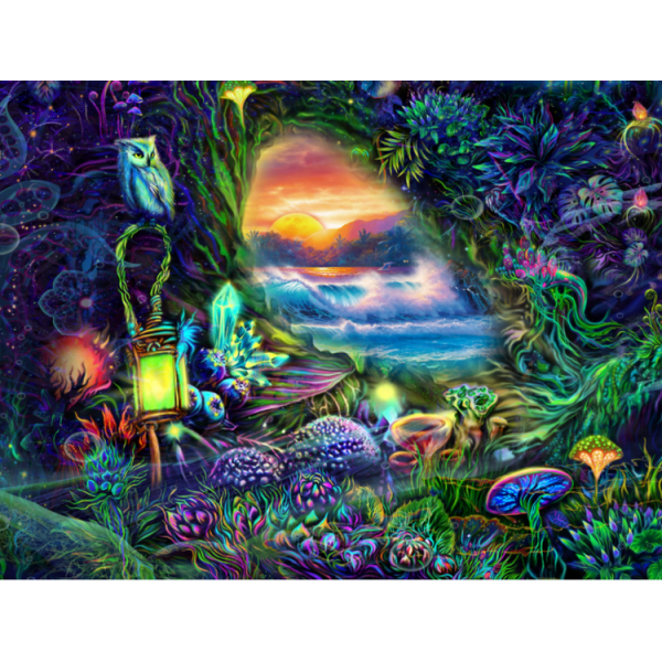Mushroom Fairyland- UV Reactive Tapestry with Wall Hanging Accessories UK