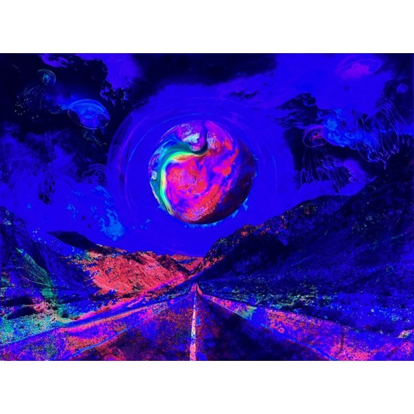 Moon highway - UV Reactive Tapestry with Wall Hanging Accessories UK