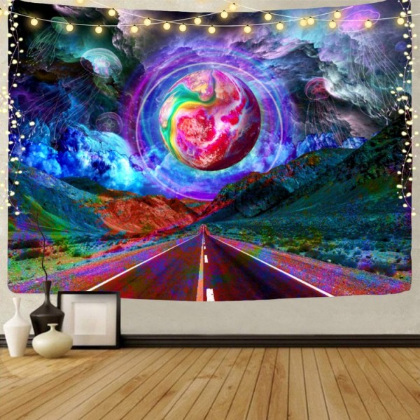 Moon highway - UV Reactive Tapestry with Wall Hanging Accessories UK