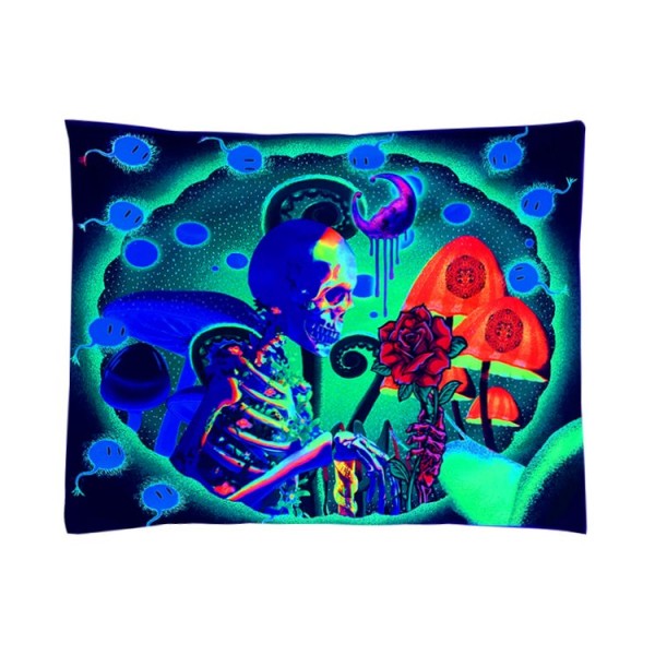 Skull - UV Reactive Tapestry with Wall Hanging Accessories UK