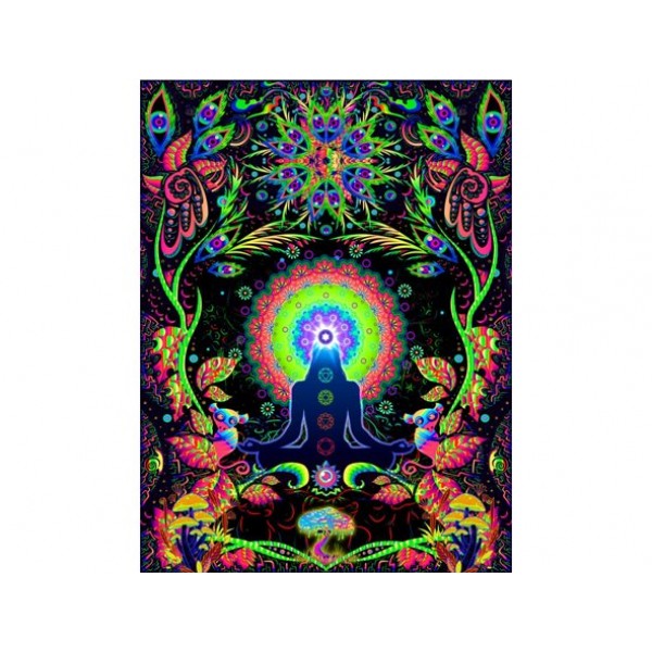 Chakra - UV Reactive Tapestry with Wall Hanging Accessories UK