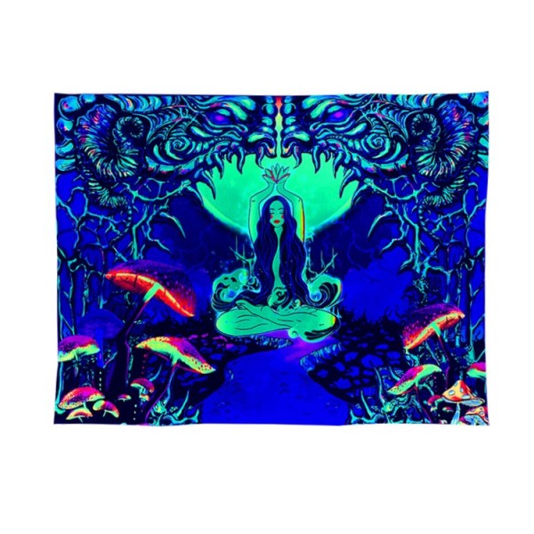Mushroom witch - UV Reactive Tapestry with Wall Hanging Accessories UK