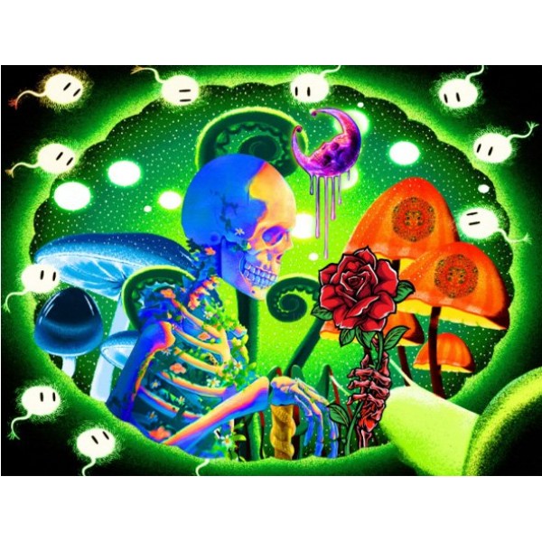 Skull - UV Reactive Tapestry with Wall Hanging Accessories UK