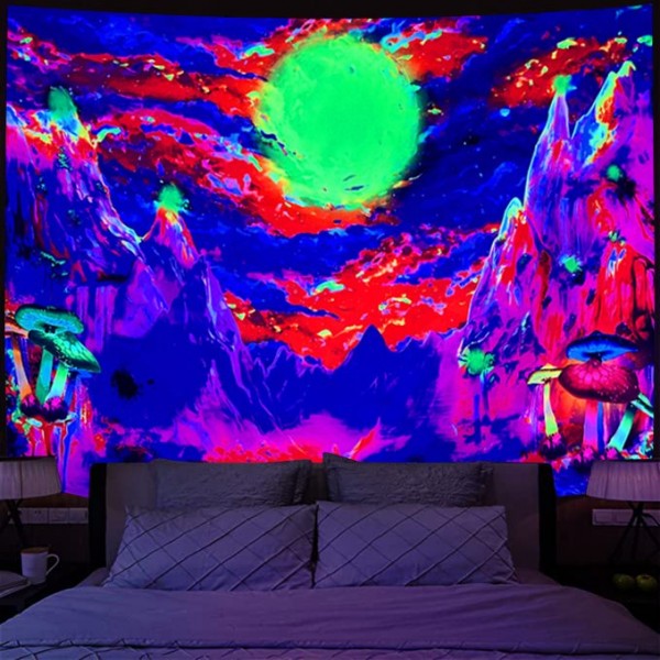 Landscape - UV Reactive Tapestry with Wall Hanging Accessories UK