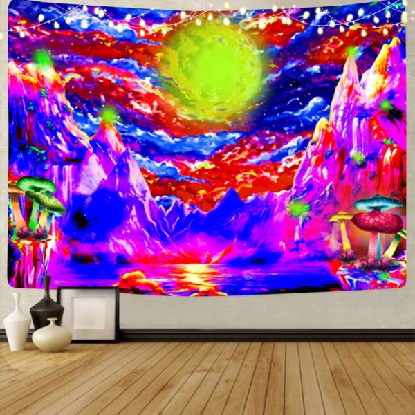 Landscape - UV Reactive Tapestry with Wall Hanging Accessories UK
