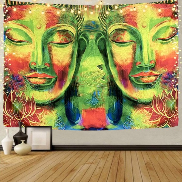 Buddha - UV Reactive Tapestry with Wall Hanging Accessories UK
