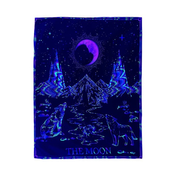 Tarot moon - UV Reactive Tapestry with Wall Hanging Accessories UK