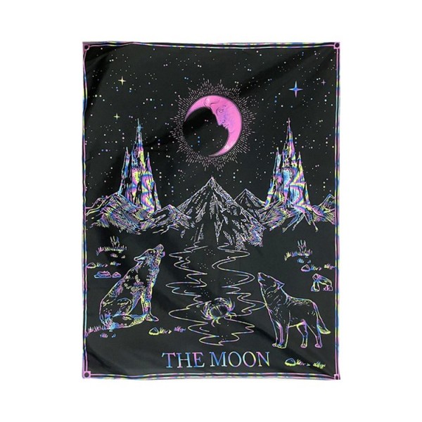 Tarot moon - UV Reactive Tapestry with Wall Hanging Accessories UK