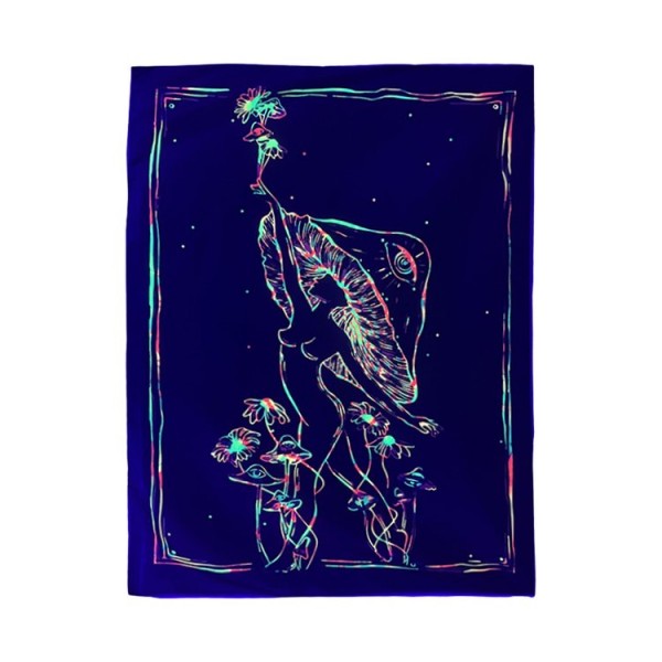 Mushroom - UV Reactive Tapestry with Wall Hanging Accessories UK